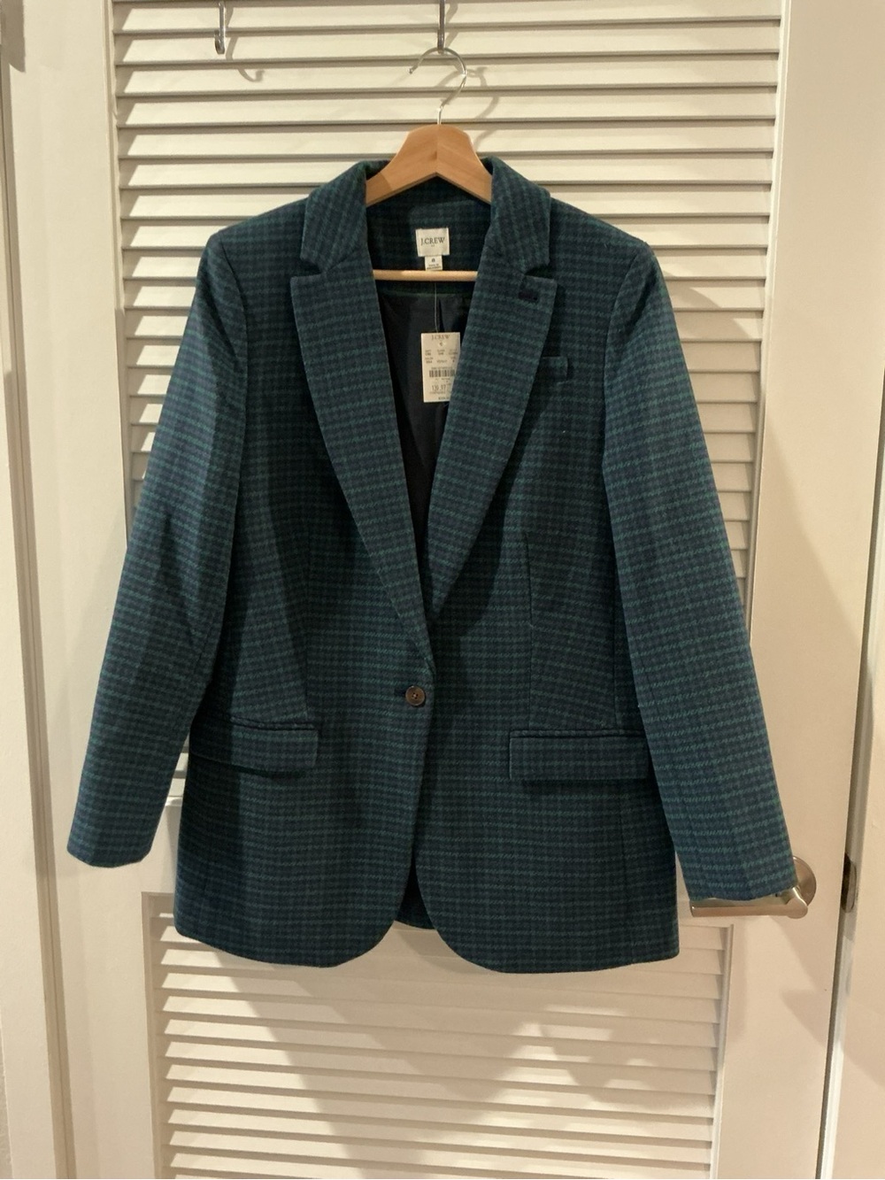 NWT J.Crew Wool Blend Boxy Blazer - Green & Navy Plaid Size 8